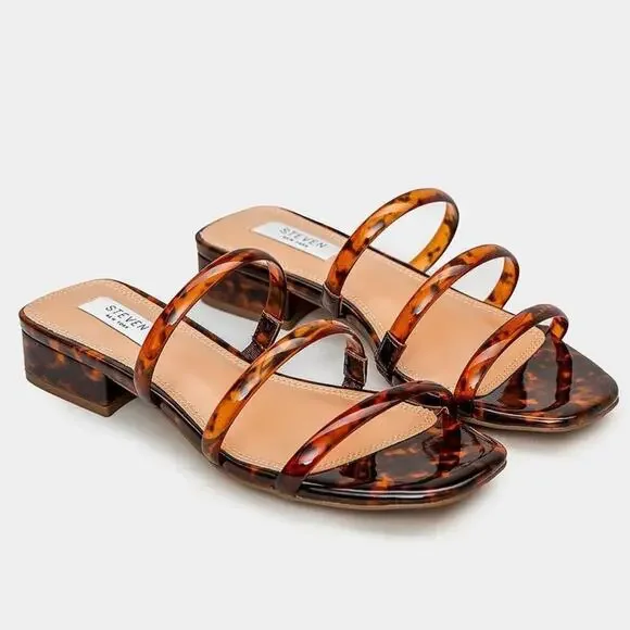 Steven New York Hades Sandal in Tortoise Slide Mini Heel Shoe Women's Size 5.5 - Picture 2 of 13